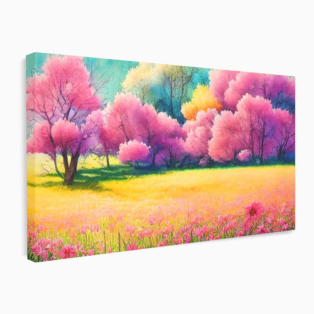 Tablou canvas cu tablou canvas cu peisaj de primavara, fara rama, pe sasiu de lemn